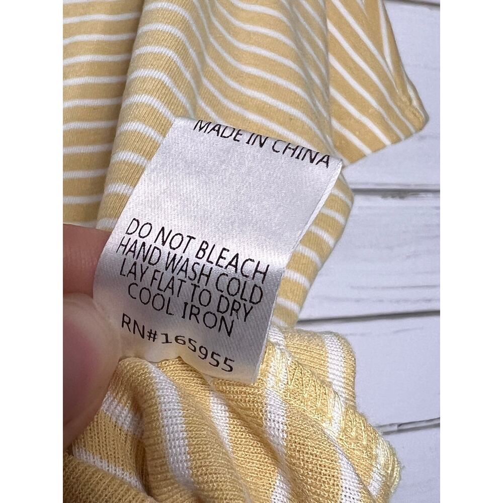 Anniewear Yellow White Stripe Lounge Small Blue Trim Pocket Shorts Matching Set - Picture 8 of 13